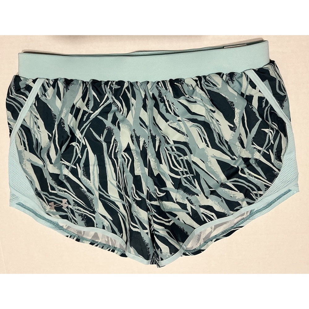 Under Armour Women's UA Fly By 2.0 Running Shorts, blue/ teal‎ size Medium mesh
